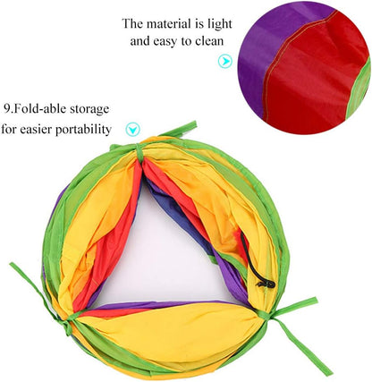45" Rainbow Collapsible Cat Tunnel – Interactive Play & Exercise Tube with Toy Ball & Peek Holes for Indoor Cats & Small Pets