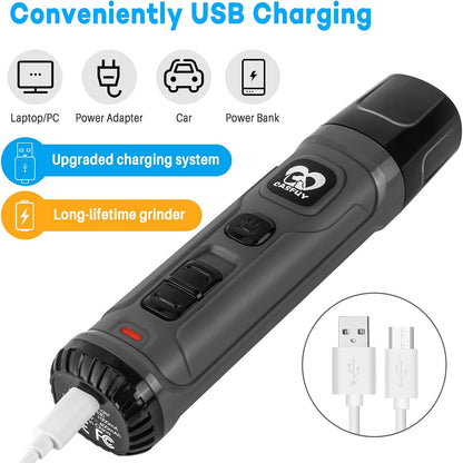 Dog Nail Grinder with 2 LED Light - New Version 2-Speed Powerful Electric Pet Nail Trimmer Professional Quiet Painless Paws Grooming & Smoothing for Small Medium Large Dogs and Cats
